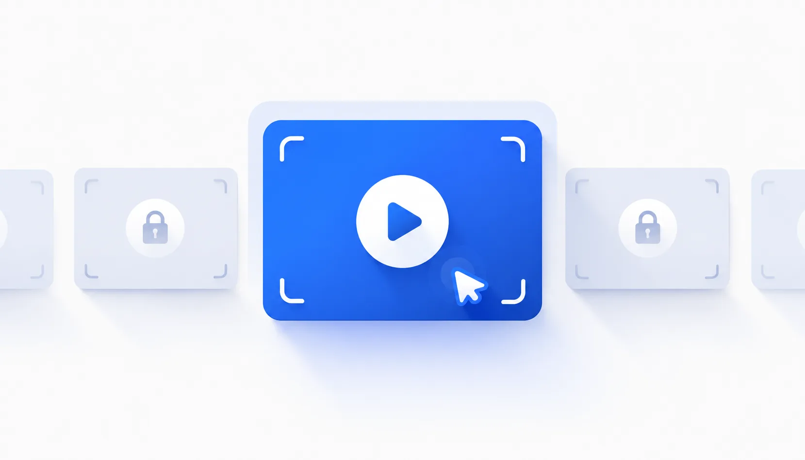 Eine saubere Videokachel zwischen mehreren gesperrten Kacheln, die eine kostenlose Option ohne Wasserzeichen unter eingeschränkten Optionen zeigt.